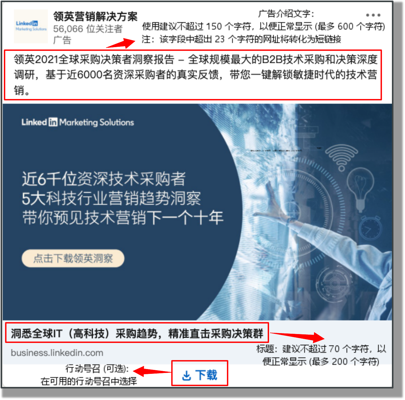 Linkedin单图广告素材规范