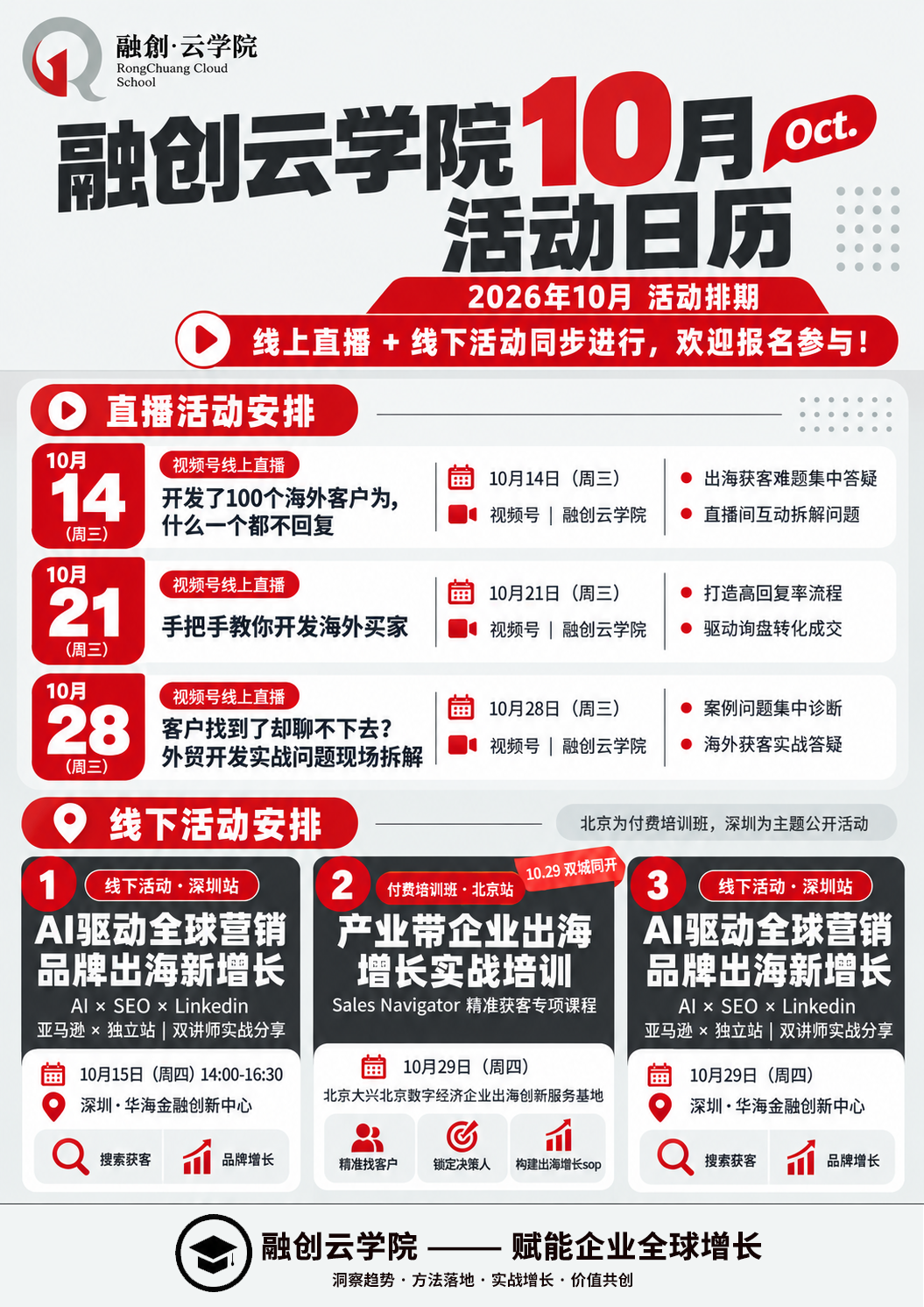 融创云学院10月活动日历